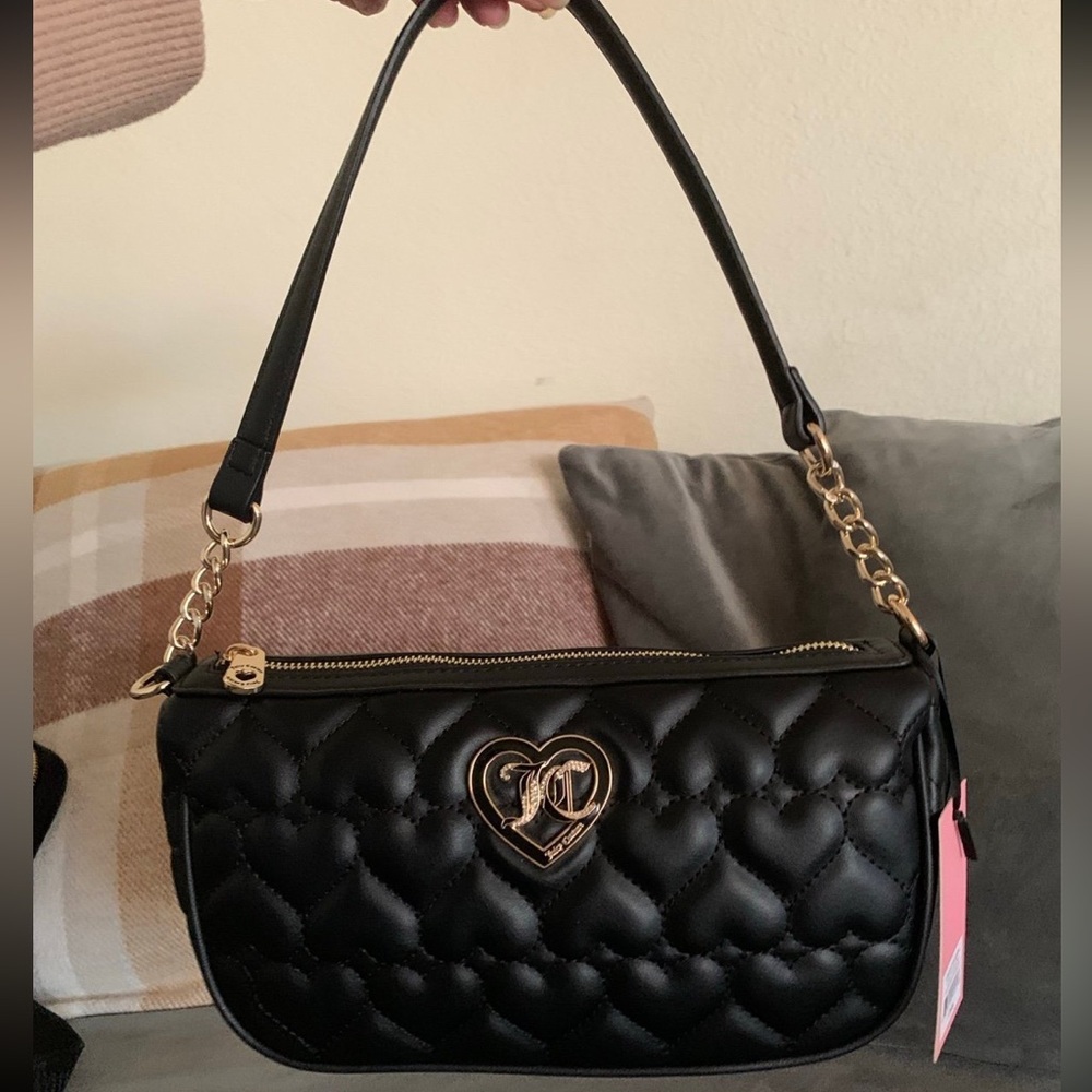 JUICY COUTURE liquorice heart quilted flawless shoulder bag NWT $79 - Picture 2 of 5